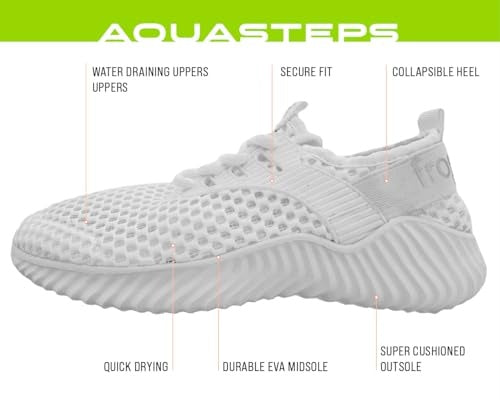 FROGG TOGGS Women's Aquasteps Water Shoes, White, 9