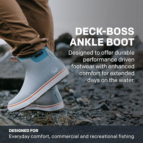 Grundéns Men’s DECK-BOSS Ankle Boot | Durable, Waterproof, Blue Crab, 8