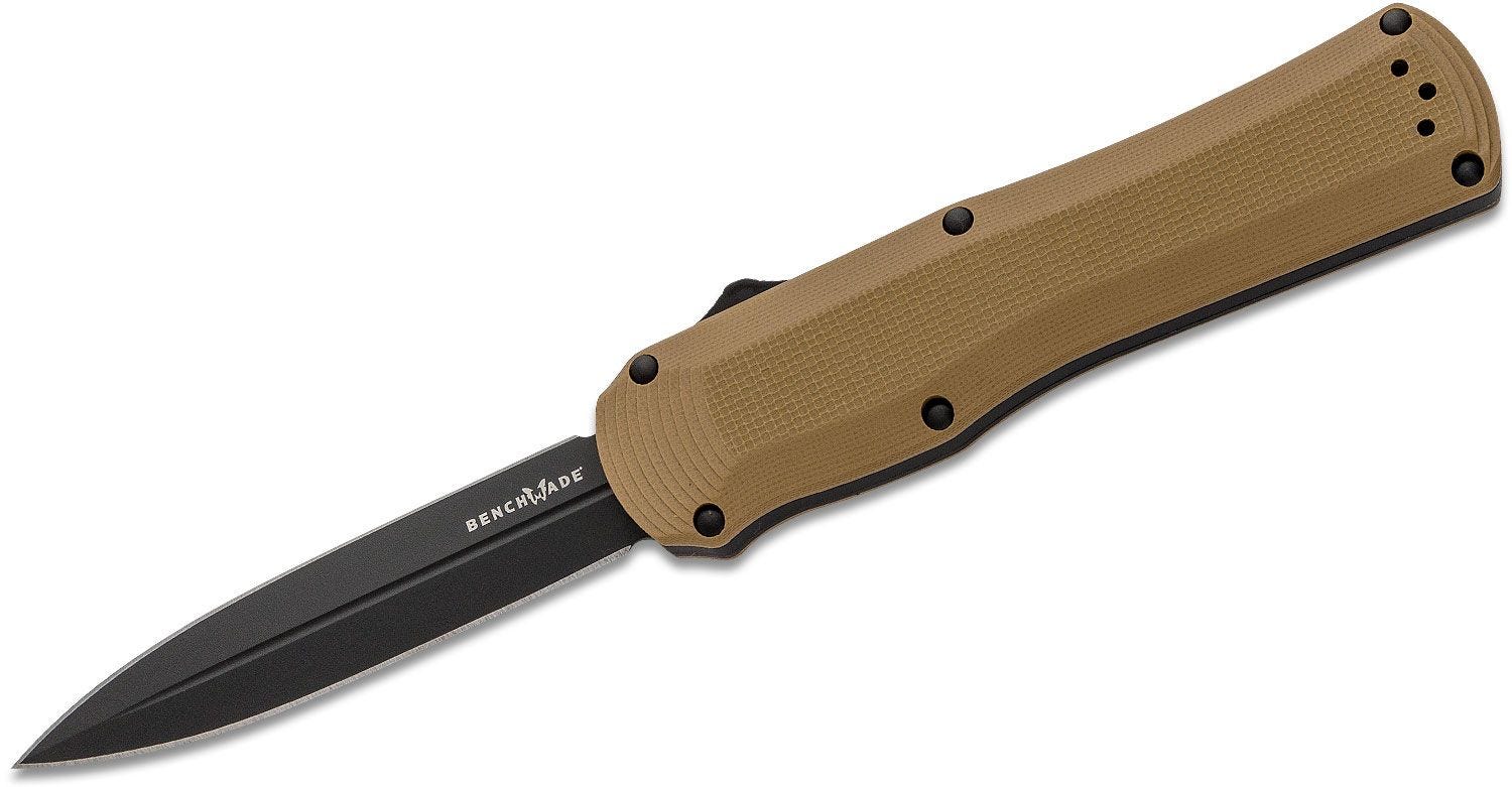 Benchmade Autocrat Automatic Knife, 3.71in Double Edge, Coyote Brown