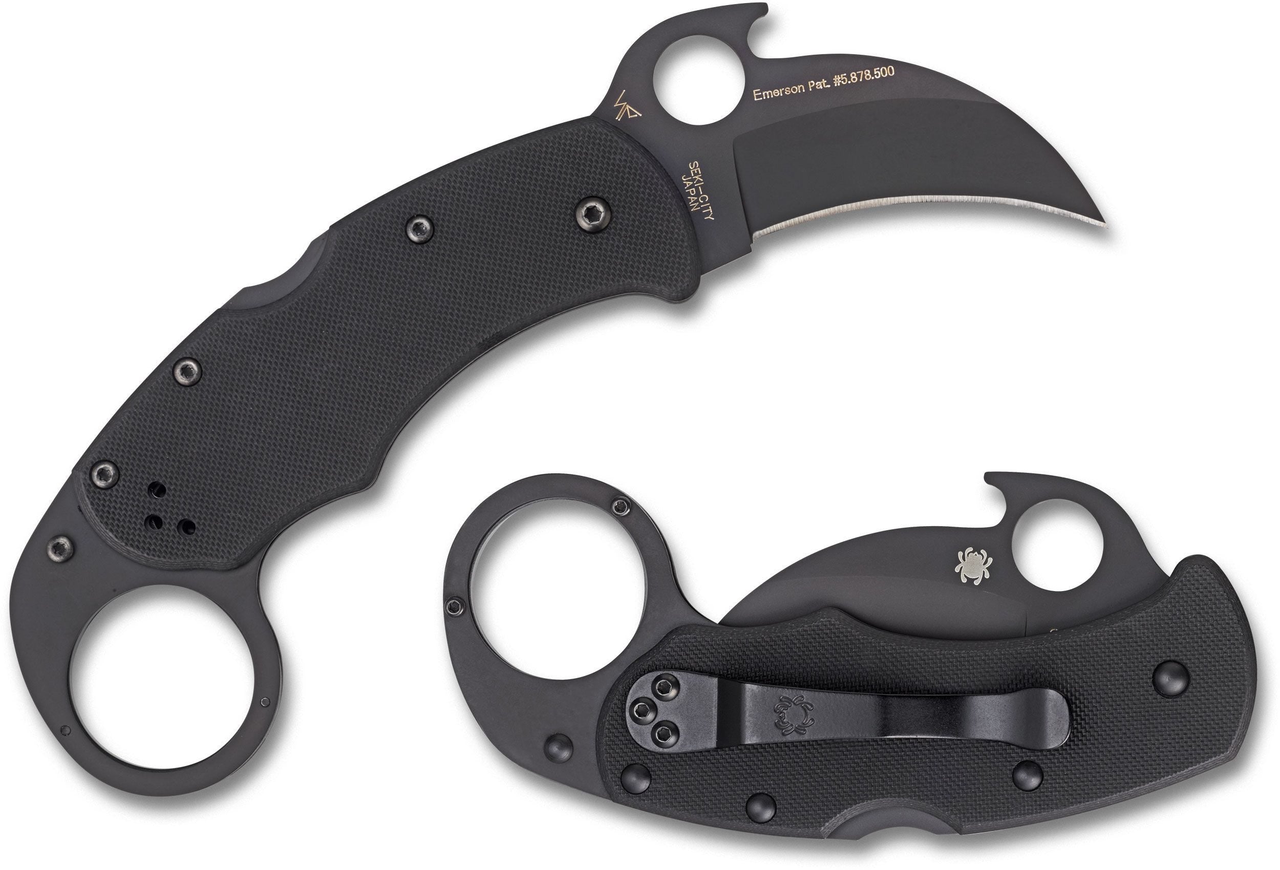 Spyderco Karahawk All Black Stainless Steel Knife OS