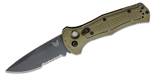 Benchmade Claymore Automatic Folding Knife, 3.6in, CPM-D2 Tool Steel, Drop Point Blade, Textured Grivory with SS Liners Ranger Green Handle, 9070SBK-1