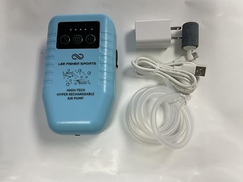 Aquarium Air Pump, Aerator for Live Bait, Lee Fisher Sports Hyper Rechargeable USB Ultra Quiet Lithium-Ion Live Bait Pump, Bubbler with Clip Fits Bait