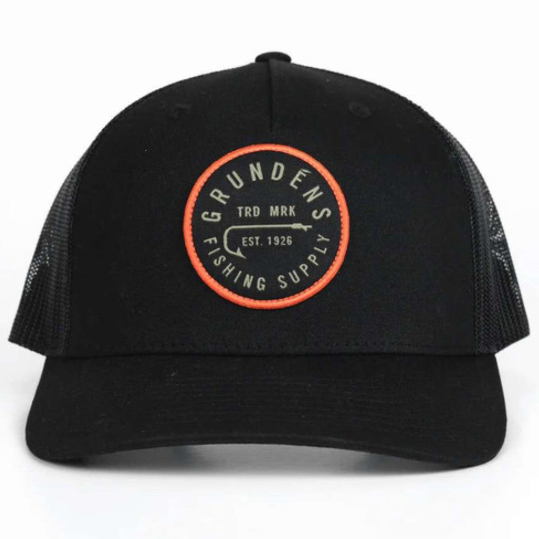 Grundens Men's Hook Trucker Adjustable Hat - Black One Size Fits Most
