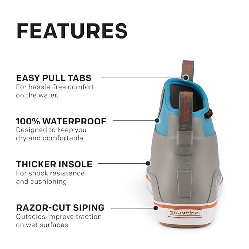 Grundéns Men’s DECK-BOSS Ankle Boot  Durable, Waterproof, Blue Crab, 12