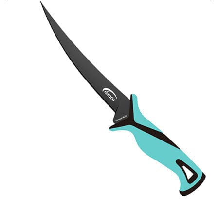 Danco 13in Pro Series Fillet Knife, 13in Overall, 7in Black Teflon Coated 1.4116 Stainless Fillet Blade, Seafoam Green Synthetic Handle, Nylon Sheath,