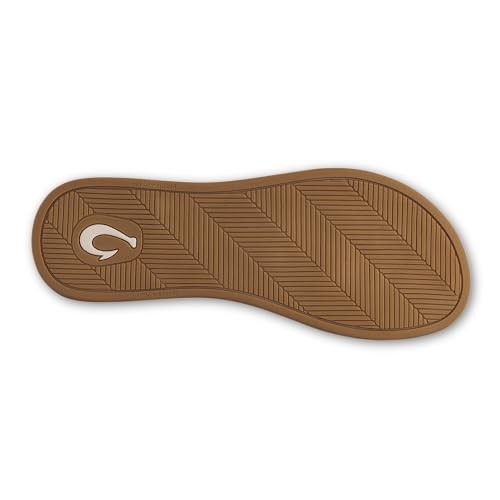 Women's OluKai Uiki Flip Flop Sandals 6 White Sand/Almond