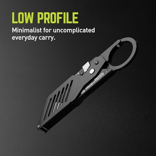 TRUE Crafty 2.0 Utility Knife | Pocket Knife, Carabiner Clip, EDC, Minimalist Design, 420-Grade Stainless Steel, Black Oxide, Straight Edge Blade
