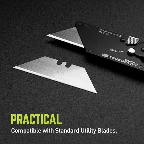 TRUE Crafty 2.0 Utility Knife | Pocket Knife, Carabiner Clip, EDC, Minimalist Design, 420-Grade Stainless Steel, Black Oxide, Straight Edge Blade