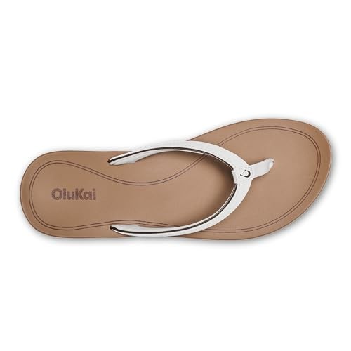 Women's OluKai Uiki Flip Flop Sandals 9 White Sand/Almond