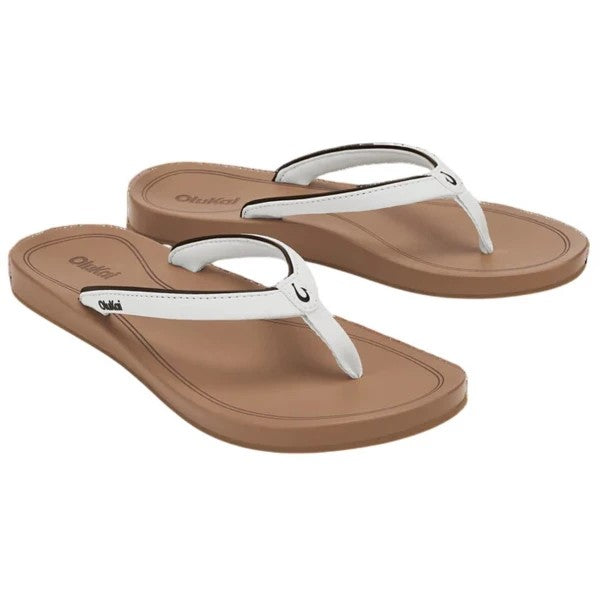Women's OluKai Uiki Flip Flop Sandals 7 White Sand/Almond