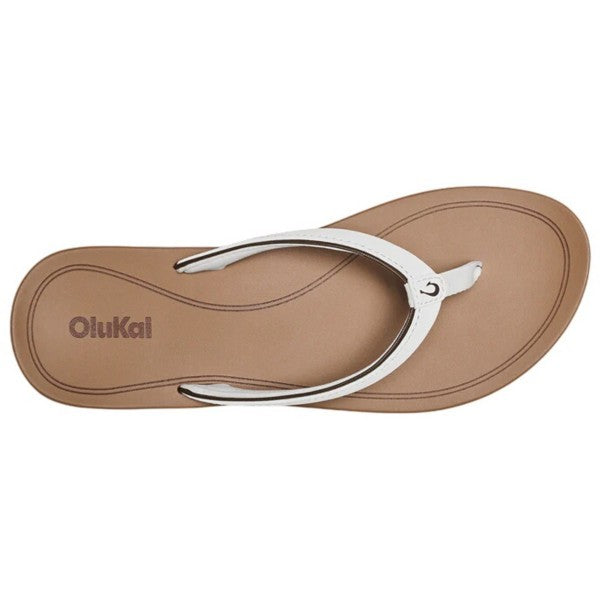 Women's OluKai Uiki Flip Flop Sandals 8 White Sand/Almond