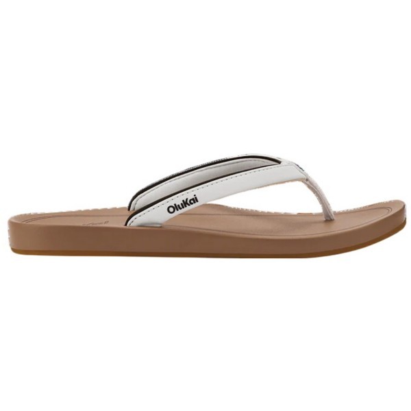 Women's OluKai Uiki Flip Flop Sandals 10 White Sand/Almond