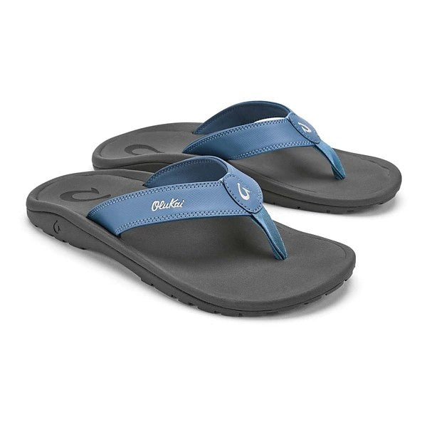 Men's OluKai Ohana Flip Flop Sandals 8 Blue Fog/Rock