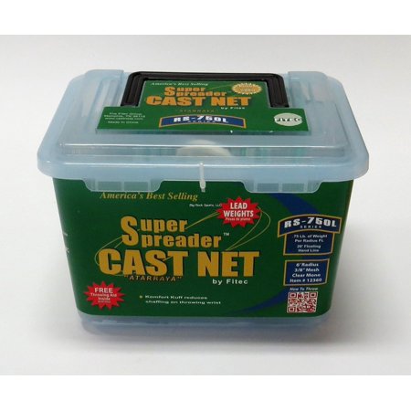 Fitec RS750L Super Spreader Cast Net  Clear  7  Radius  3/8  Mesh  3/4 Lb Wts