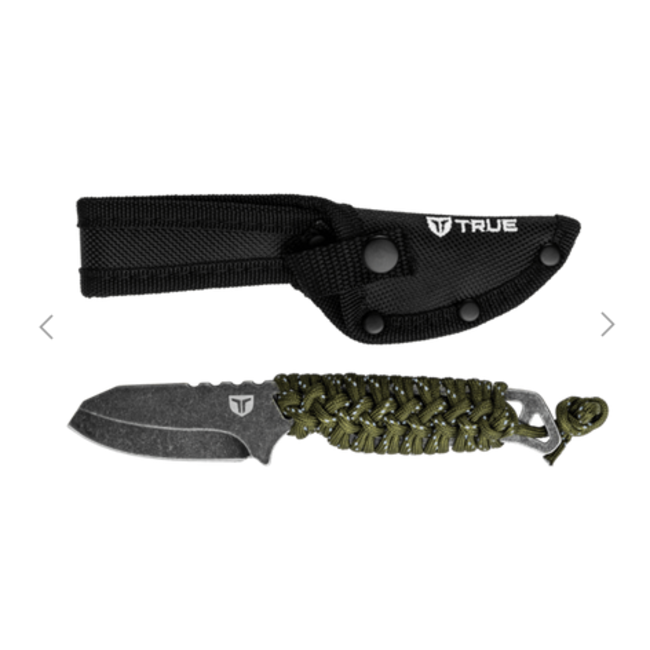 TRUE Nekkid Fixed Blade Knife, 2.4in, 3Cr13 Stainless Steel, Sheepsfoot, Paracord Wrapped Handle, Black, TRU-FXK-1020