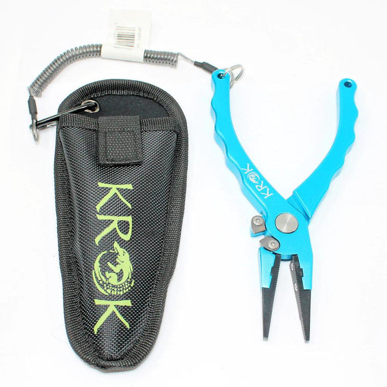 KROK APRP7 Aluminum Pliers 7.5  Straight Jaw W/side Cutter  Lanyard