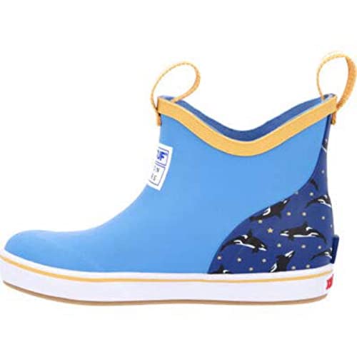 XTRATUF Kids Ankle Deck Boot Size 8 Leather Blue 6in