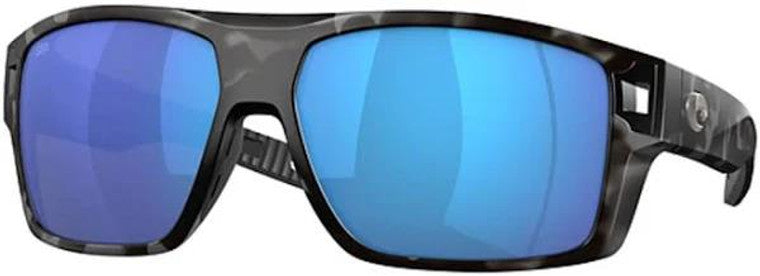 Costa Del Mar Men's Diego Polarized Rectangular Sunglasses, Tiger Shark/Blue Mirrored Polarized-580g, 62 Mm