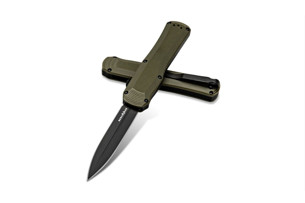Benchmade Autocrat Automatic Knife, 3.71in Double Edge, Olive Drab