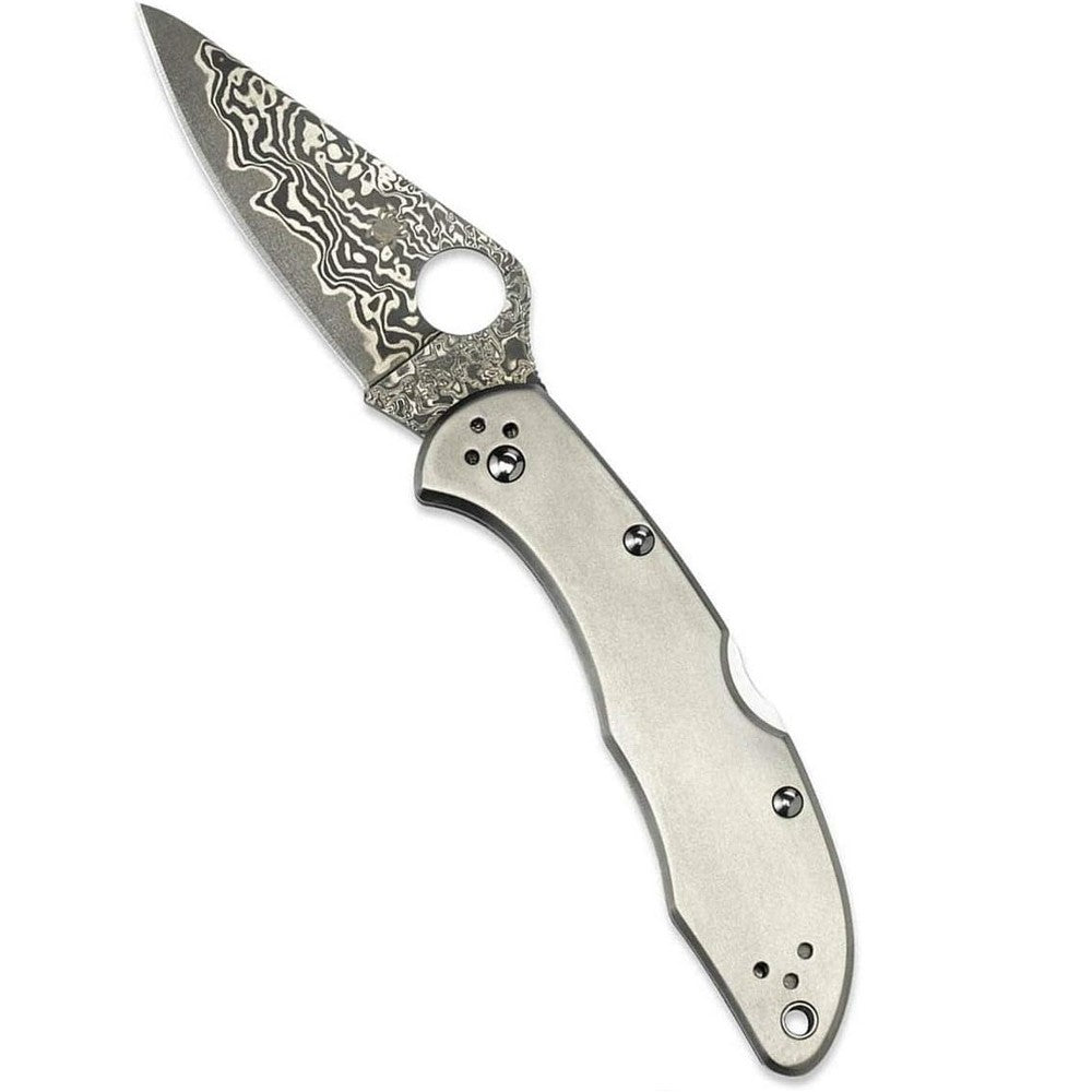 Spyderco Delica 4 Titanium Damascus Stainless Steel Knife One Size