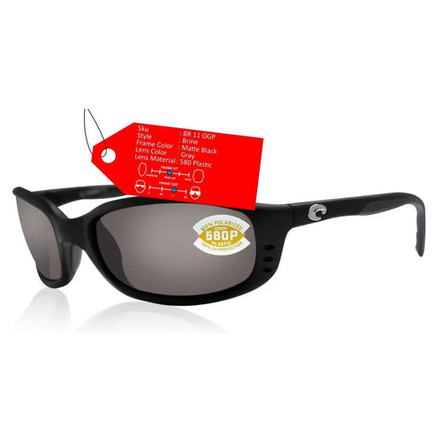 Costa Del Mar Brine 9017 Matte Black Gray 580p Sunglasses 59-18-118