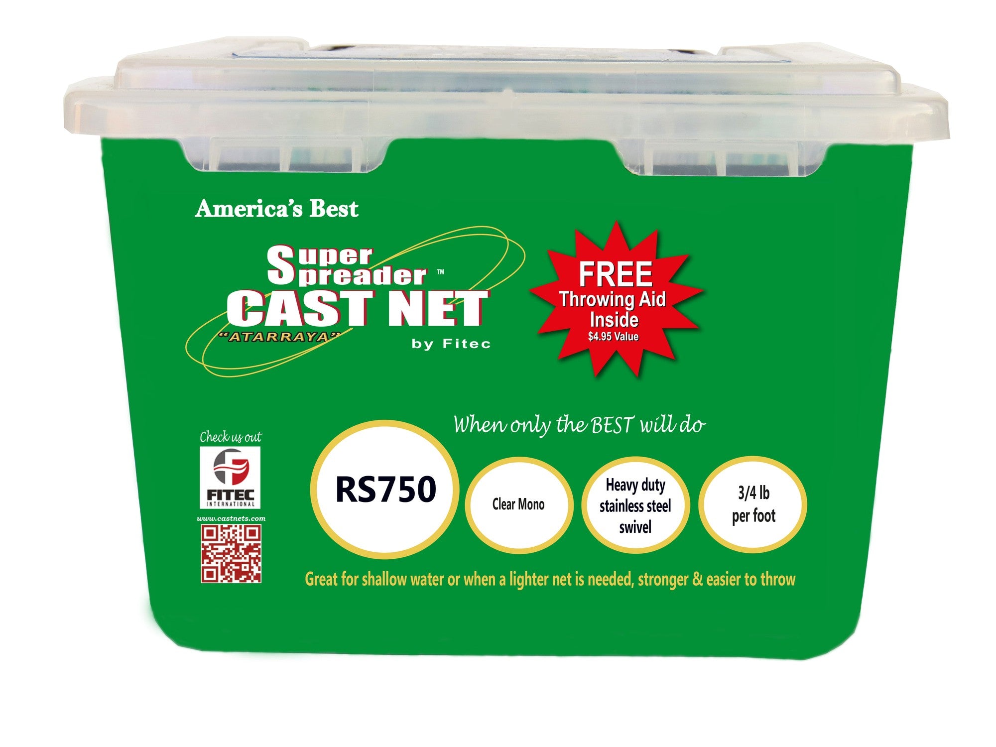 F10150  Super Spreader Cast Net Clr-Mono 5 Ft. 0.37 in