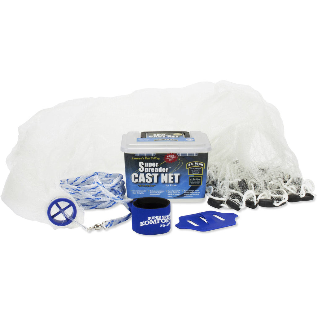 Fitec 10460 SS1000 Super Spreader Cast Net Clear Mono 3/16  Mesh 6