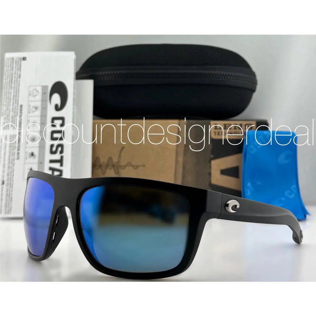 Costa Broadbill Polarized Sunglasses - Matte Black/Blue Mirror - Blue Mirror Glass Adult