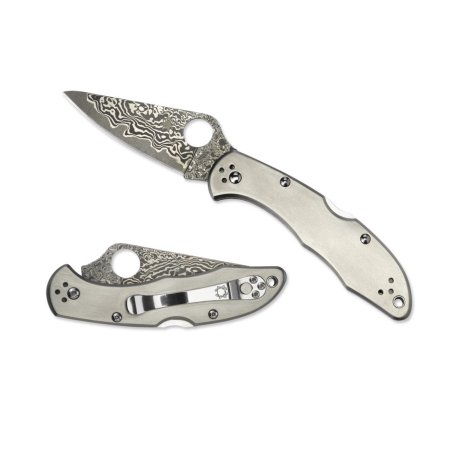 Spyderco Delica 4 Titanium Damascus Stainless Steel Knife One Size