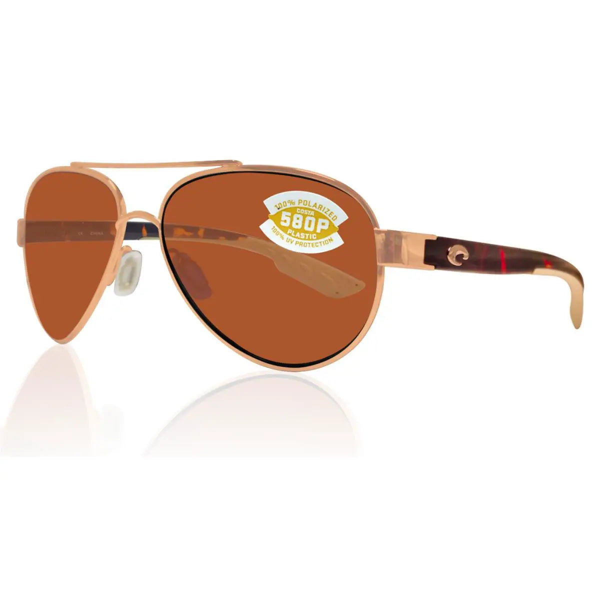 Costa Del Mar Womens Loreto Polarized Aviator Sunglasses  Rose Gold & Copper - 56 Mm