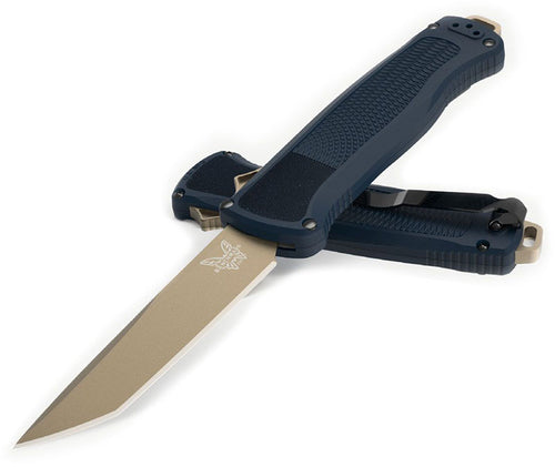 Benchmade Shootout Automatic Folding Knife, 3.51in, CPM-CruWear, Tanto Blade, Crater Blue Handle, 5370FE-01