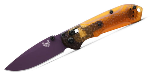 Benchmade Blue Class Mini Freek Shot Show Folding Knife, 3in, CPM-M4 High Speed Steel, Amber, ULTEM, 565PL-2501