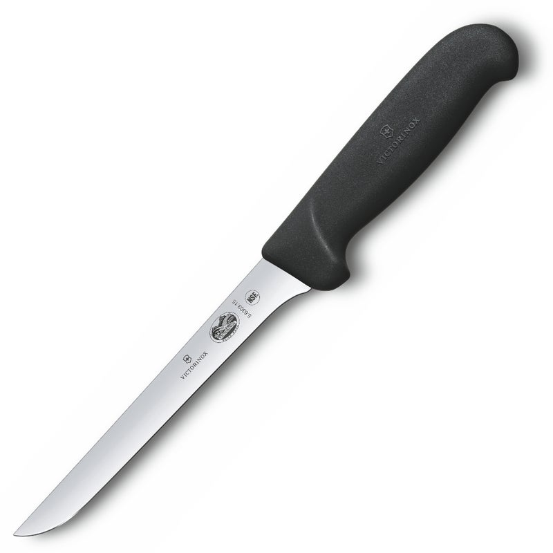Victorinox 6" Boning Knife, Narrow Blade, Semi-flexible, Black Fibrox Handle 5.6203.15