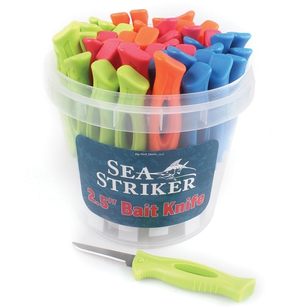 Sea Striker 2.5 Bait Knives, 48 Pc Bucket Display Assorted Colors, SSBK25-48