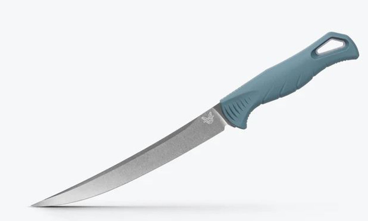 Benchmade Fishcrafter Outdoor Knife with Fixed Blade and SelectEdge Trailing Point (Depth Blue)
