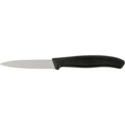 Victorinox 8cm Serrated Paring Knife with Pointed Tip Black