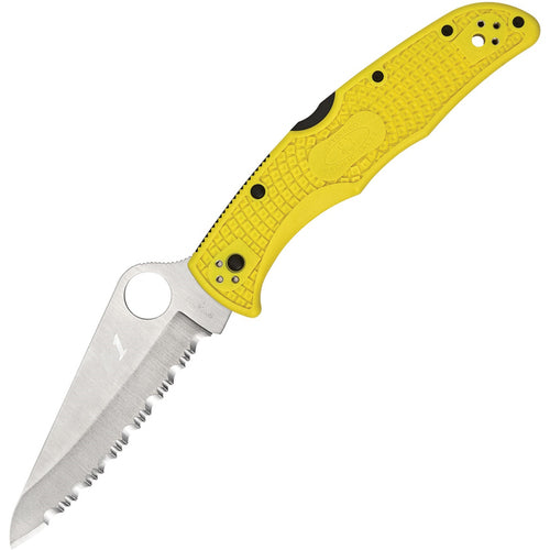 Spyderco Pacific Salt 2 Knife, 3.78in Serrated Yellow FRN Handle