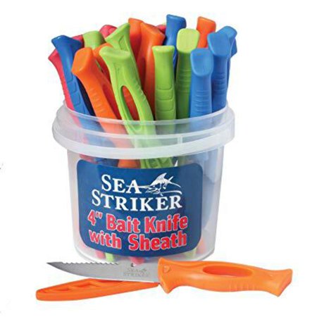 Sea Striker 4 Bait Knives W/Sheath Assorted Colors 24Pc Display, SSPBK-24