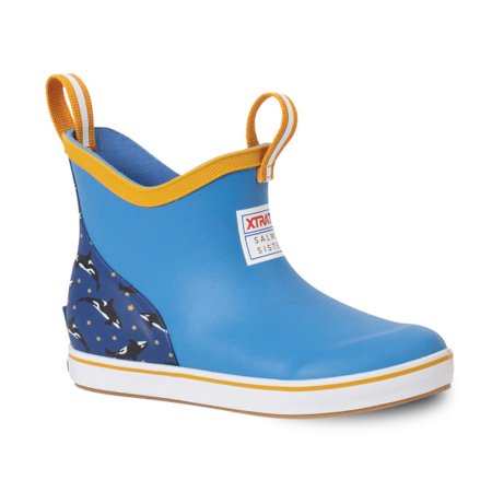 XTRATUF Kids Ankle Deck Boot Size 8 Leather Blue 6in