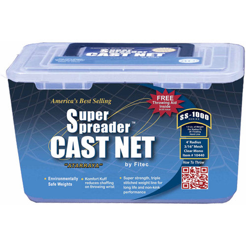Ss1000 Super Spreader Cast Net Clear Mono 316 Mesh, 7' Coated Steel