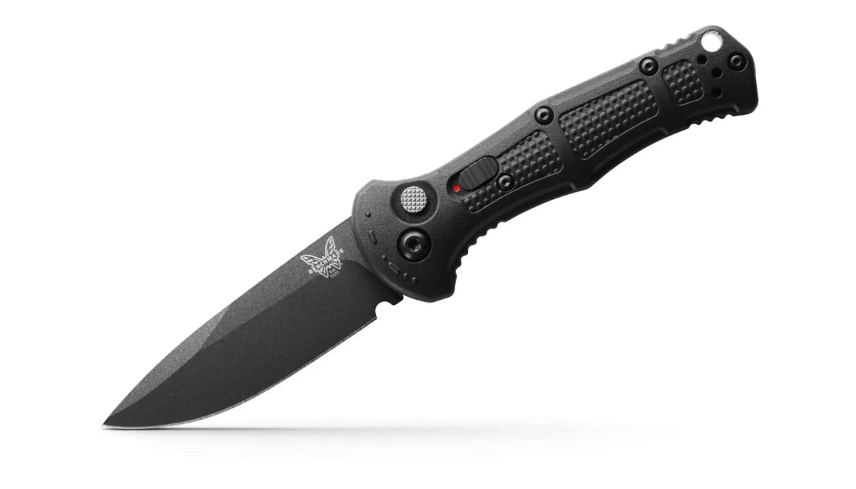 Benchmade Mini Claymore Automatic Knife, 3in Drop-point, Grivory Black