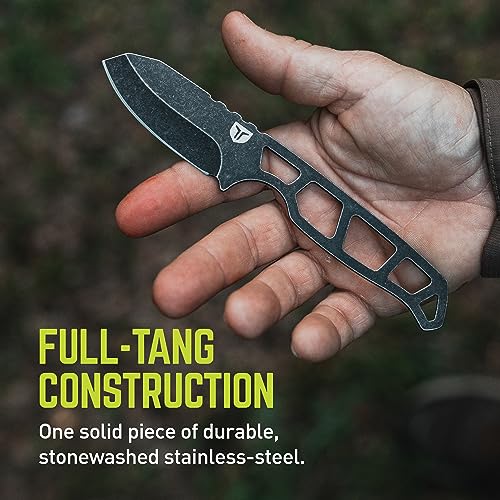 TRUE Nekkid Fixed Blade Knife, 2.4in, 3Cr13 Stainless Steel, Sheepsfoot, Paracord Wrapped Handle, Black, TRU-FXK-1020