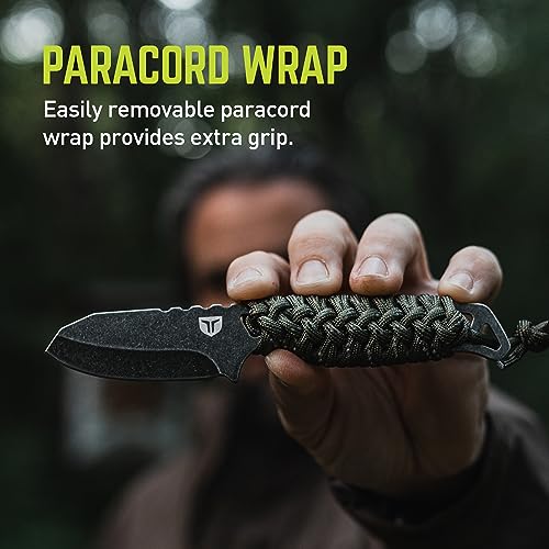 TRUE Nekkid Fixed Blade Knife, 2.4in, 3Cr13 Stainless Steel, Sheepsfoot, Paracord Wrapped Handle, Black, TRU-FXK-1020
