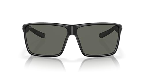Costa Del Mar Men's Rincon Fishing and Watersports Polarized Rectangular Sunglasses, Matte Black/Grey Polarized-580G, 63 Mm