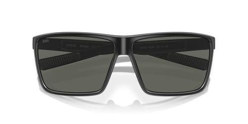 Costa Del Mar Men's Rincon Fishing and Watersports Polarized Rectangular Sunglasses, Matte Black/Grey Polarized-580G, 63 Mm