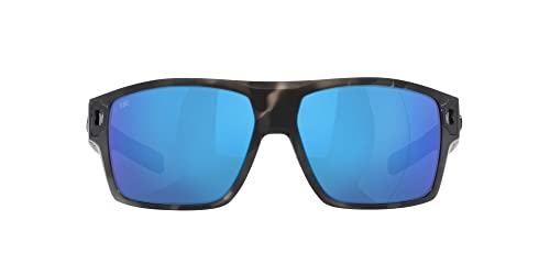 Costa Del Mar Men's Diego Polarized Rectangular Sunglasses, Tiger Shark/Blue Mirrored Polarized-580g, 62 Mm