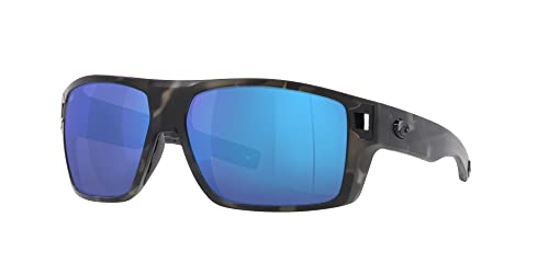 Costa Del Mar Men's Diego Polarized Rectangular Sunglasses, Tiger Shark/Blue Mirrored Polarized-580g, 62 Mm