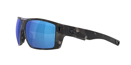 Costa Del Mar Men's Diego Polarized Rectangular Sunglasses, Tiger Shark/Blue Mirrored Polarized-580g, 62 Mm